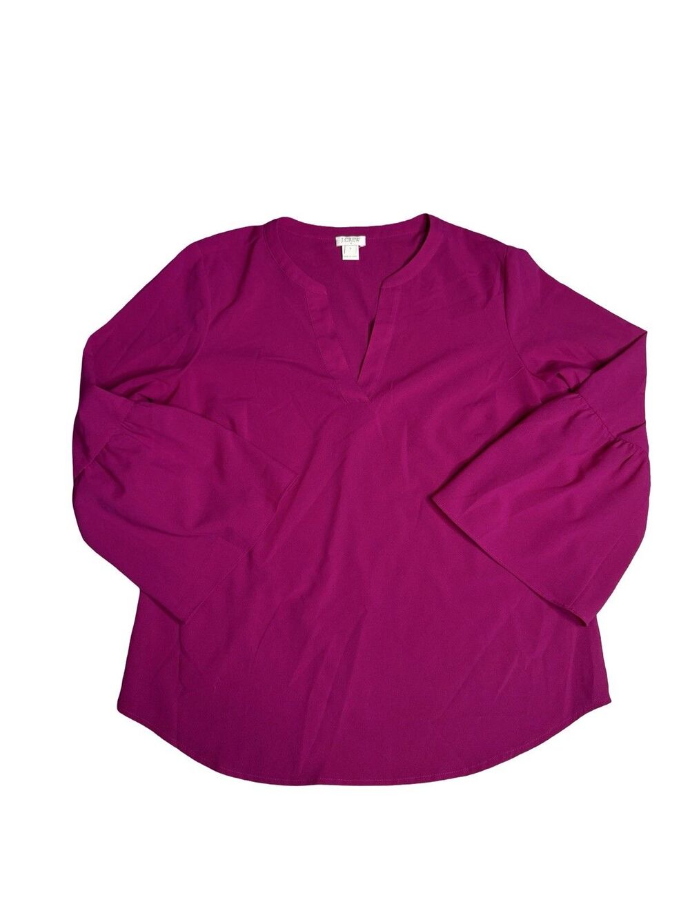 J Crew hot pink top bell sleeves v neck Womens size Small Work Professional